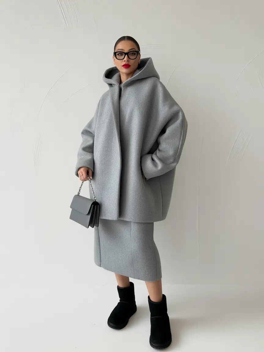 Aesthetic Winter Outfit Ideas 2025–2026 Minimalist Gray with Sharp Details