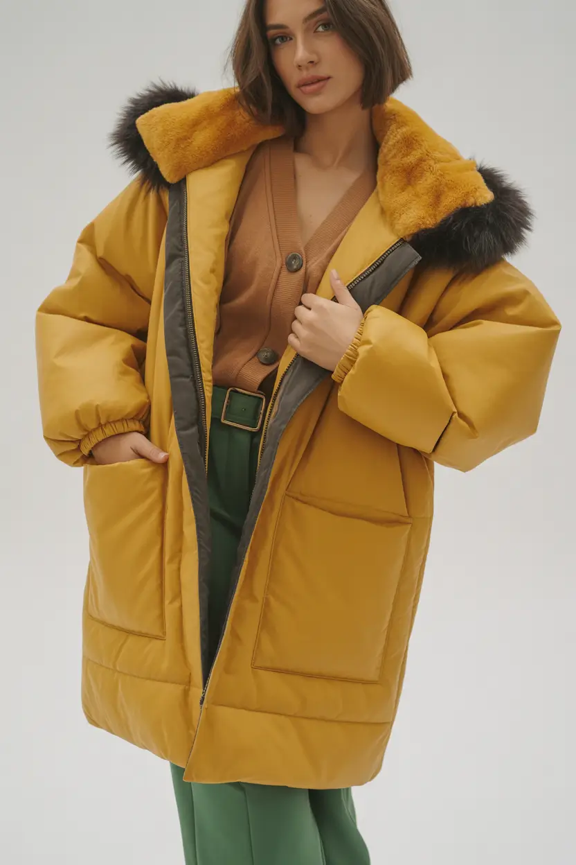 Best Winter 2025–2026 Looks Golden Puffer with Retro Flair