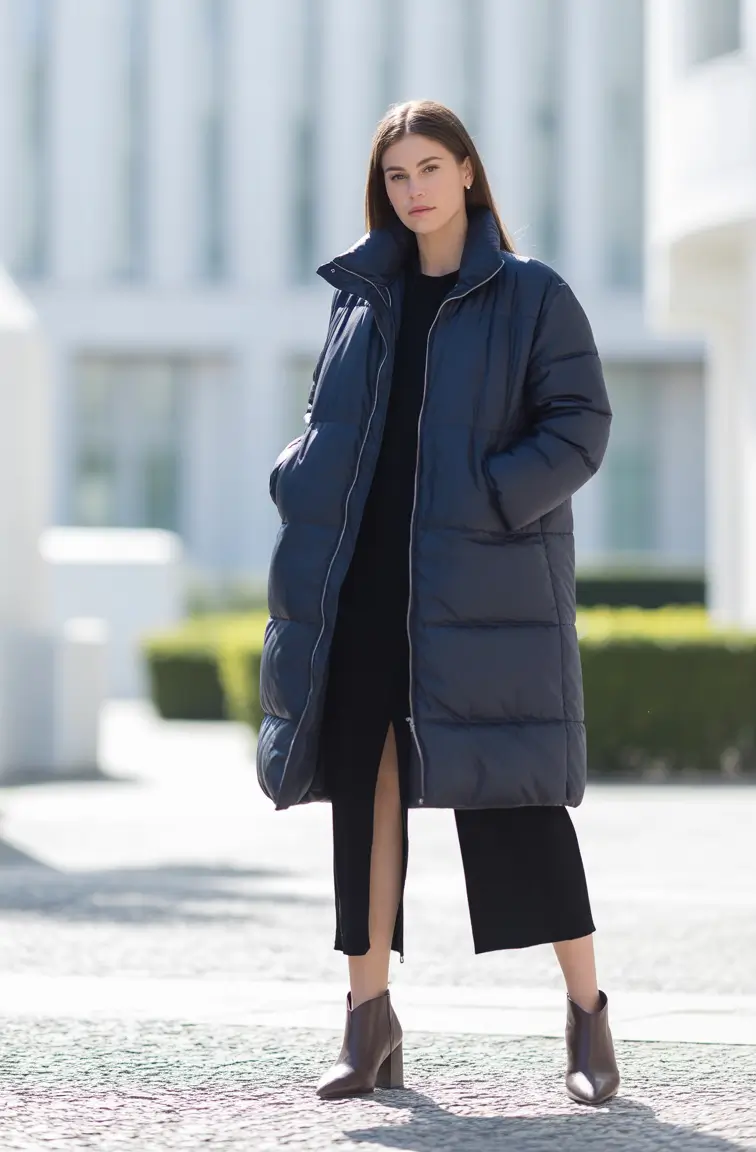 Best Winter 2025–2026 Looks Classic Navy Puffer Elegance