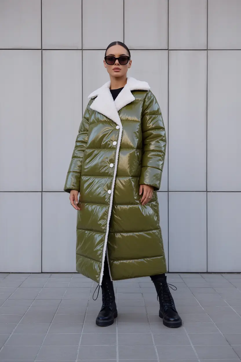 Best Winter 2025–2026 Looks Shiny Olive Longline Puffer
