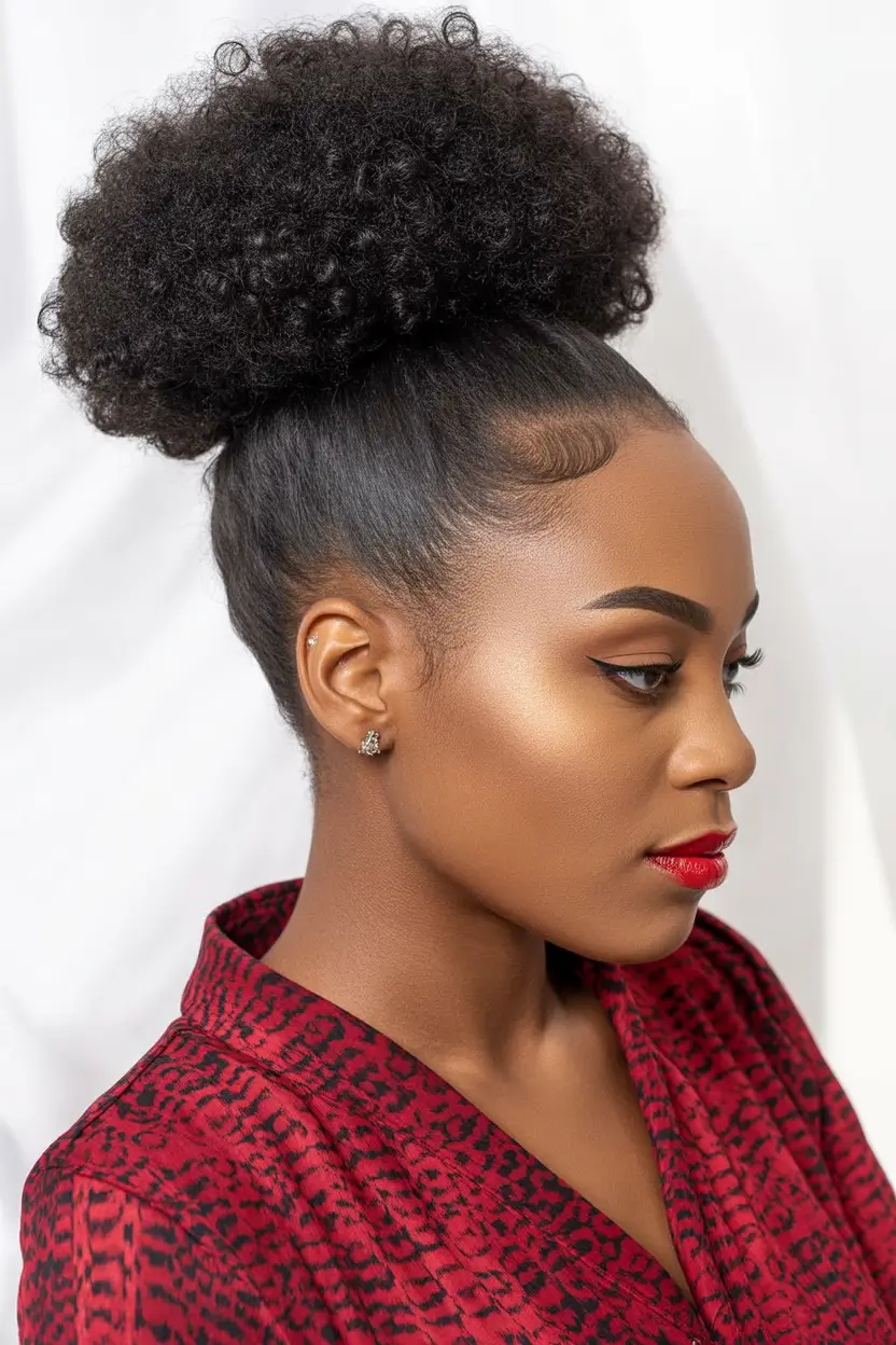 Black women’s winter hairstyles curly puff