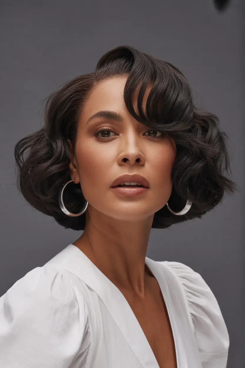 Black women’s winter hairstyles hollywood waves