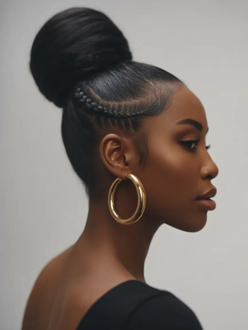 Black women’s winter hairstyles elegant high bun