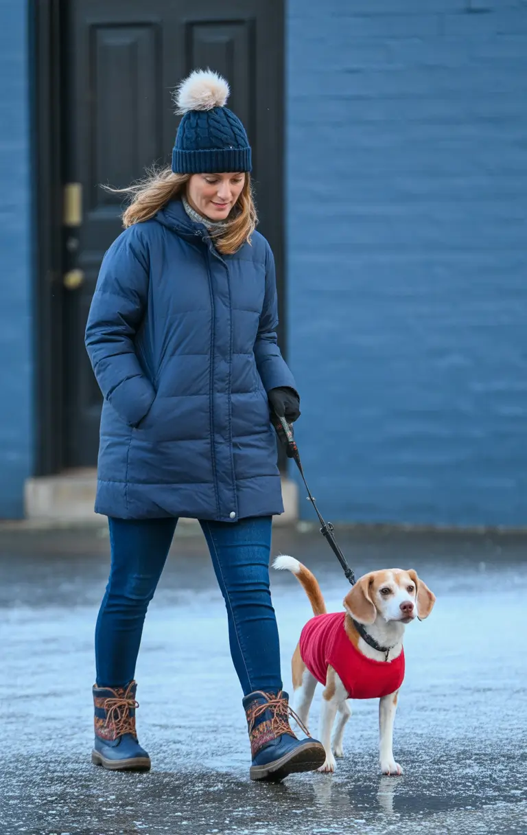 Women cold weather Winter Walk in Navy Comfort