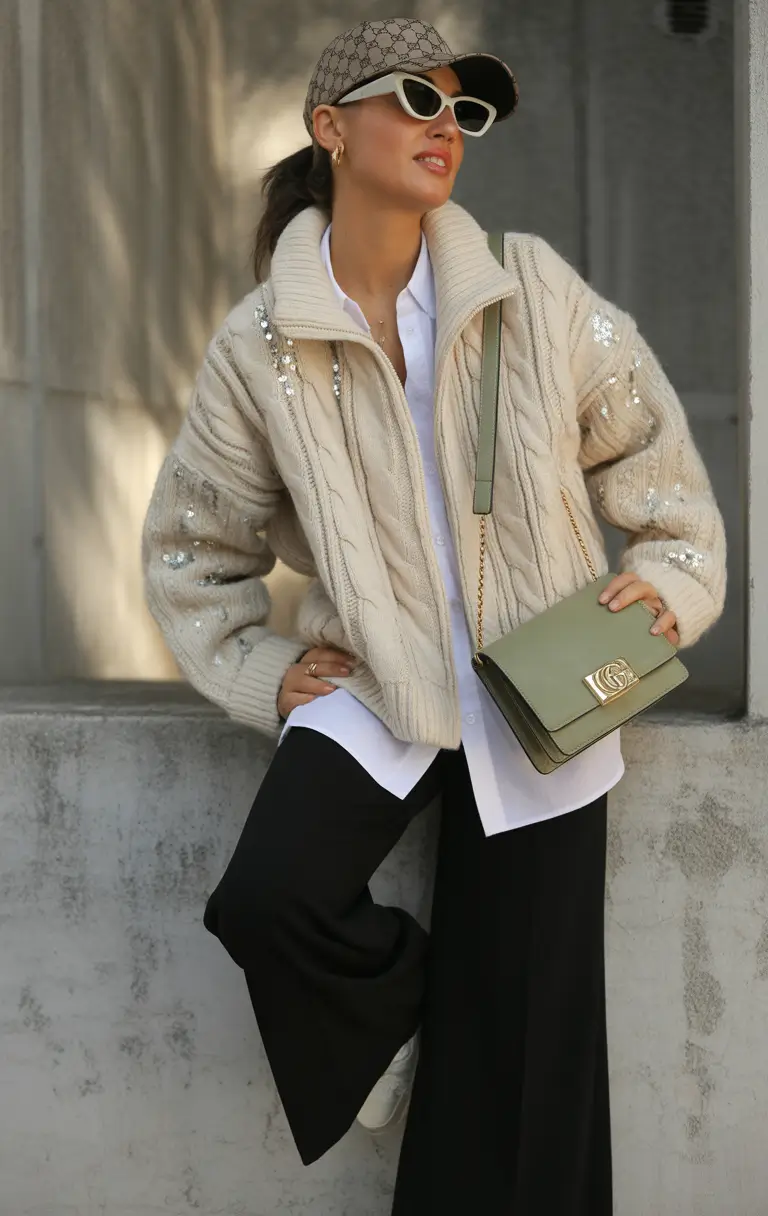 Women cold weather Sequined Knit and Sporty Accessories