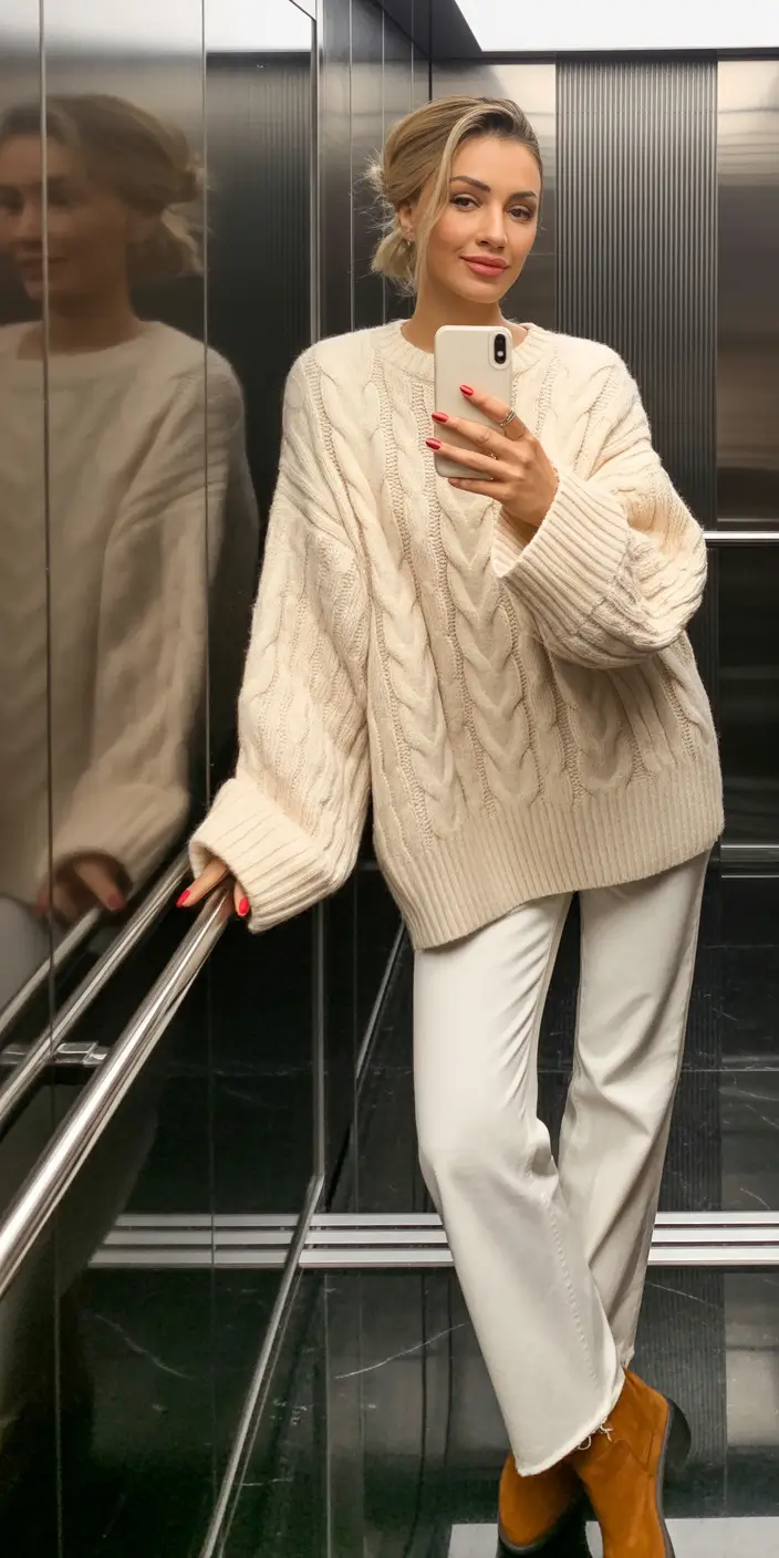 Casual Winter Outfits for Women 2025 2026 Oversized Sweater in the City