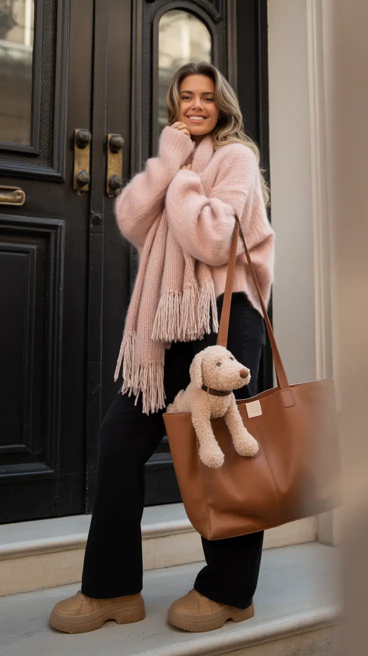 Women cold weather Soft Pink and Oversized Comfort