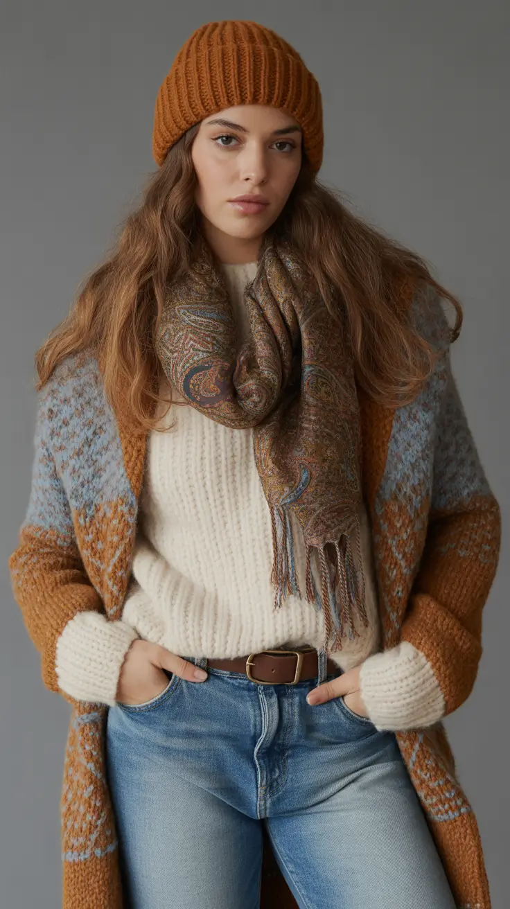 Cozy outfits to wear in October 2025 - Rustic Knit Layers