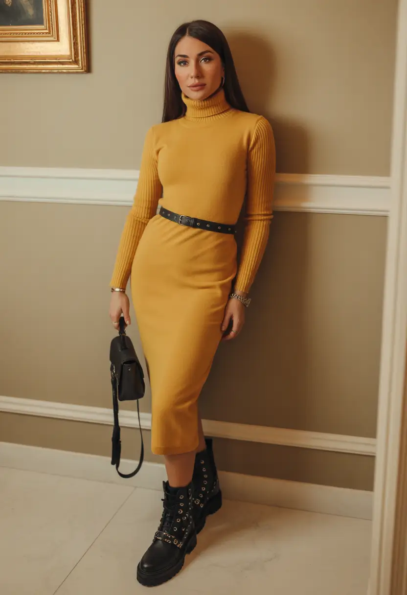 Cozy outfits to wear in October 2025 - Mustard Knit Confidence