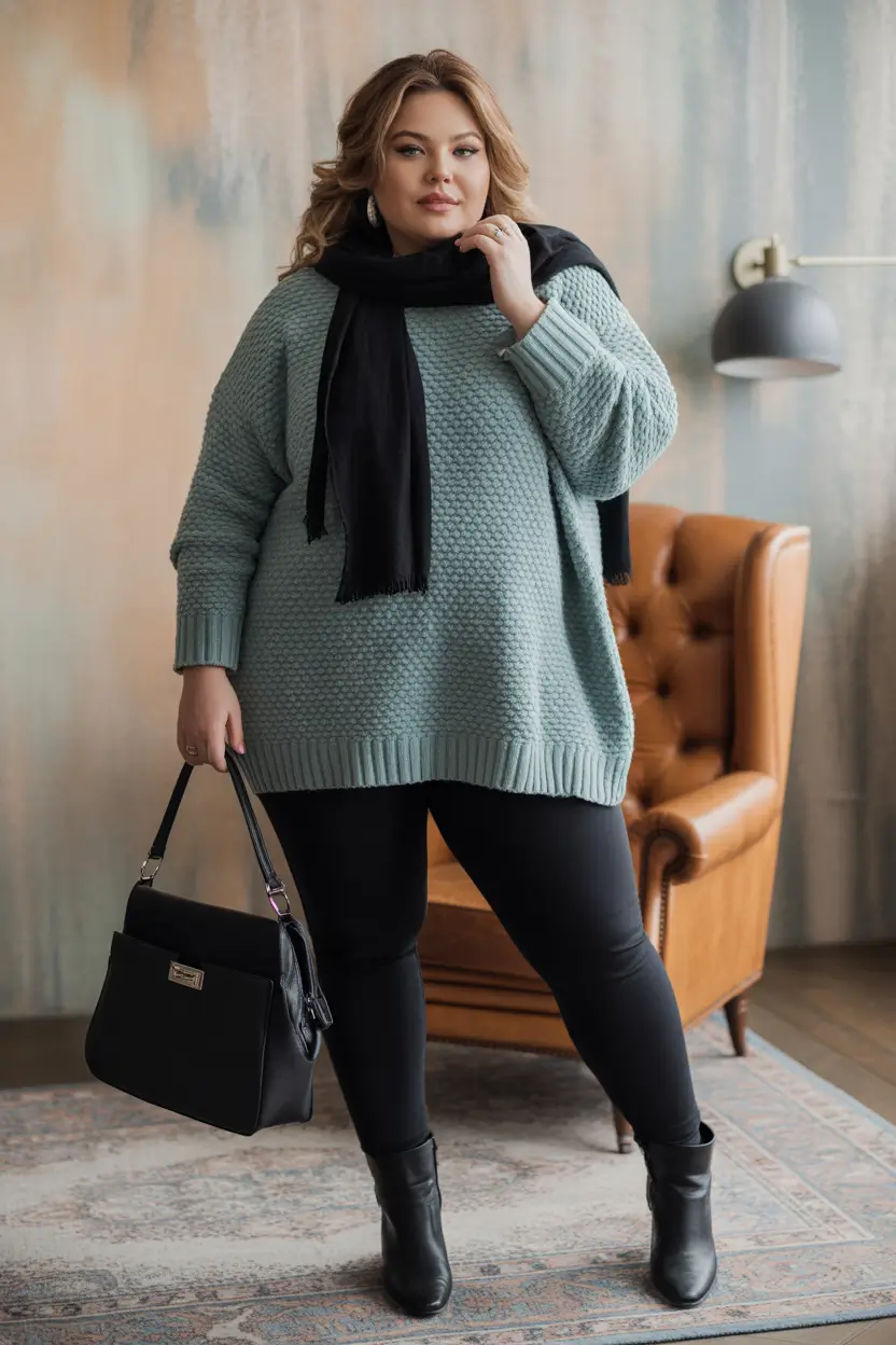 Plus size Relaxed Sweater and Leggings Combo