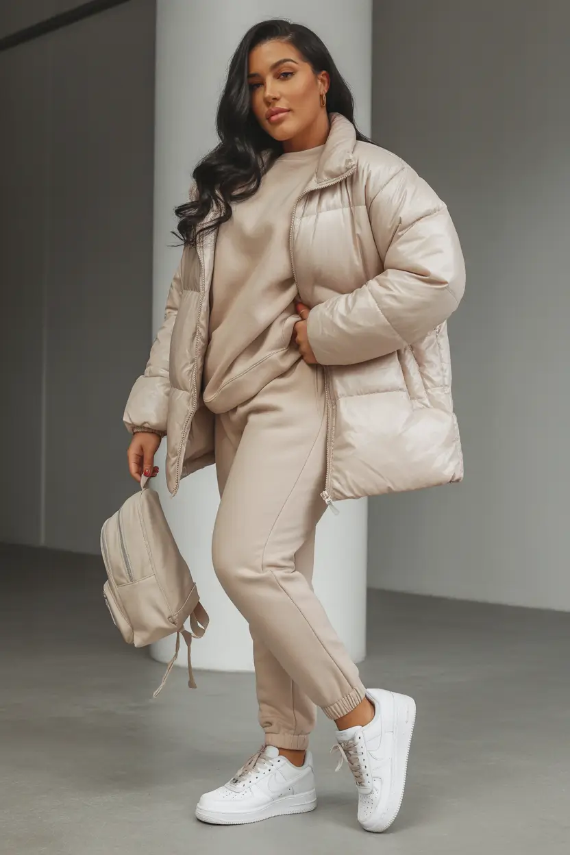Plus size Monochrome Minimalism in Beige