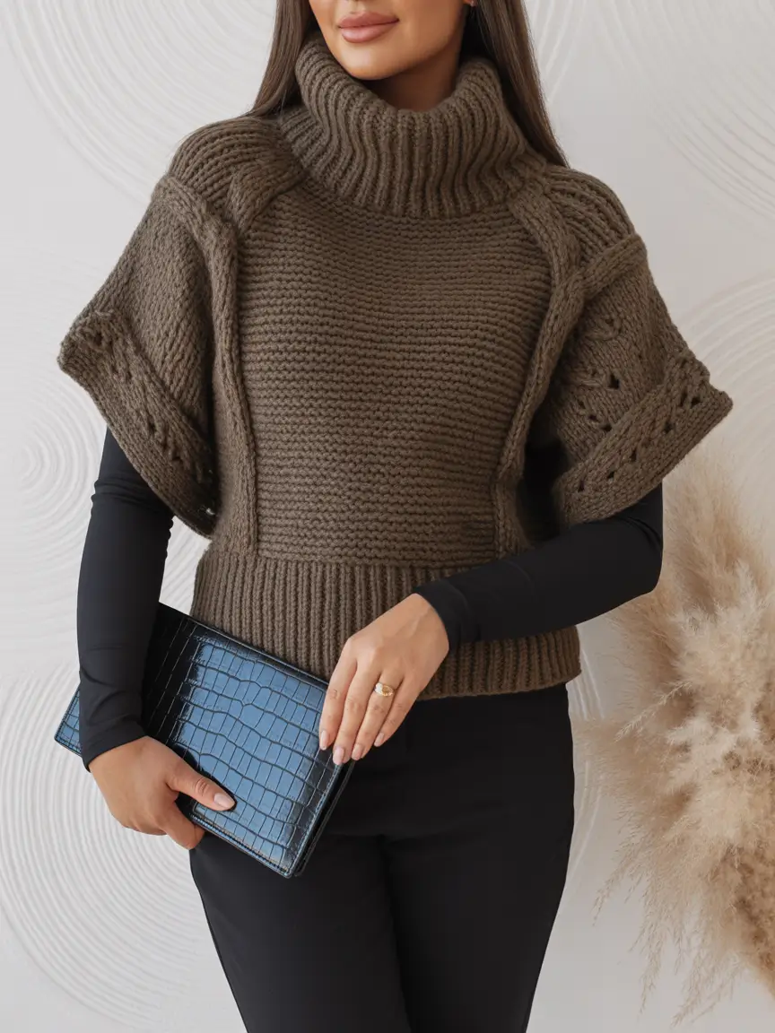 Plus size Chunky Knit Layers with Structured Details