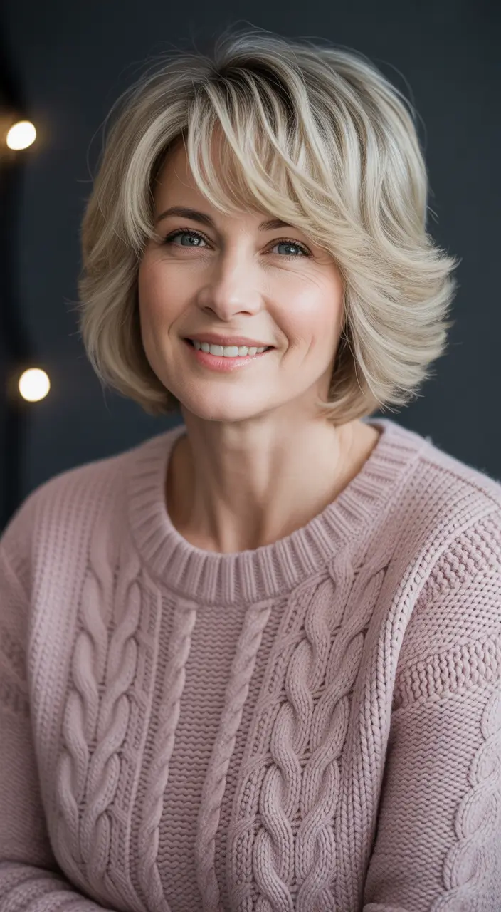 Cute Haircuts for Winter 2025–2026 Feathered Blonde Layers with Soft Bangs