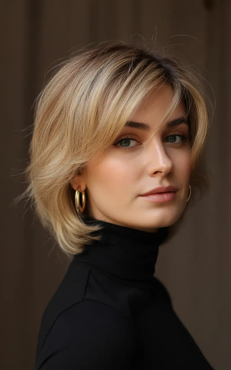 Cute Haircuts for Winter 2025–2026 Layered Blonde Bob with Movement