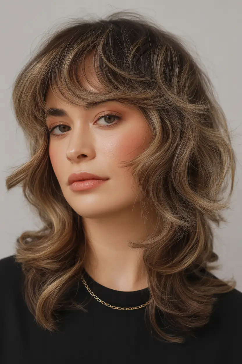 Cute Haircuts for Winter 2025–2026 Layered Shag with Blonde Balayage