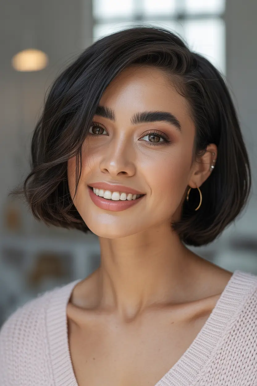 Cute Haircuts for Winter 2025–2026 Polished Short Bob with Side Part
