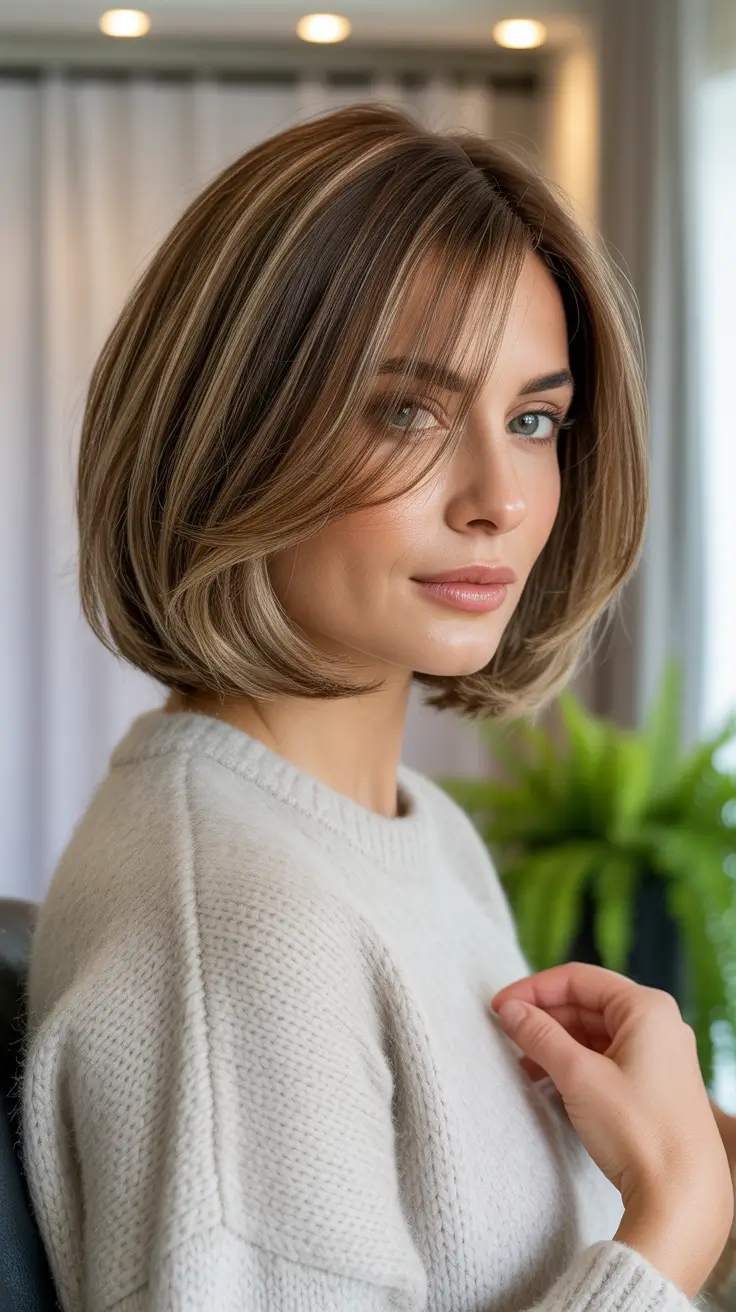 Cute Haircuts for Winter 2025–2026 Classic Medium Bob with Subtle Highlights