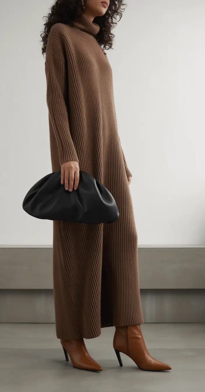 Cute Winter Outfits 2025 2026 Chocolate Ribbed Maxi