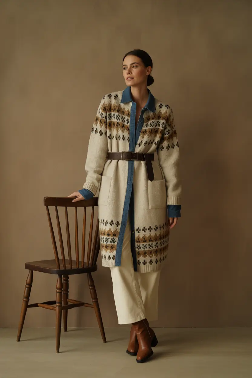 Cute Winter Outfits 2025 2026 Heritage Knit Cardigan