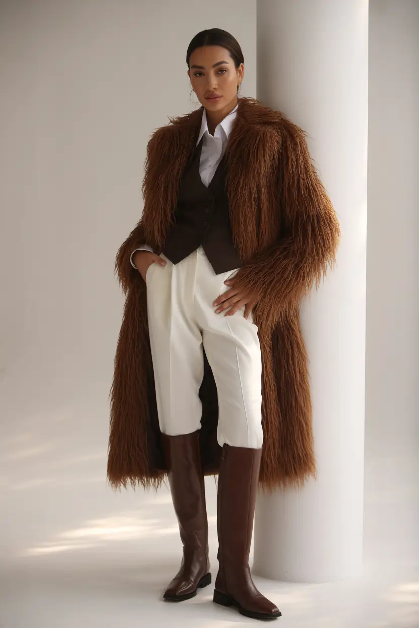 Cute Winter Outfits 2025 2026 Dramatic Shaggy Coat