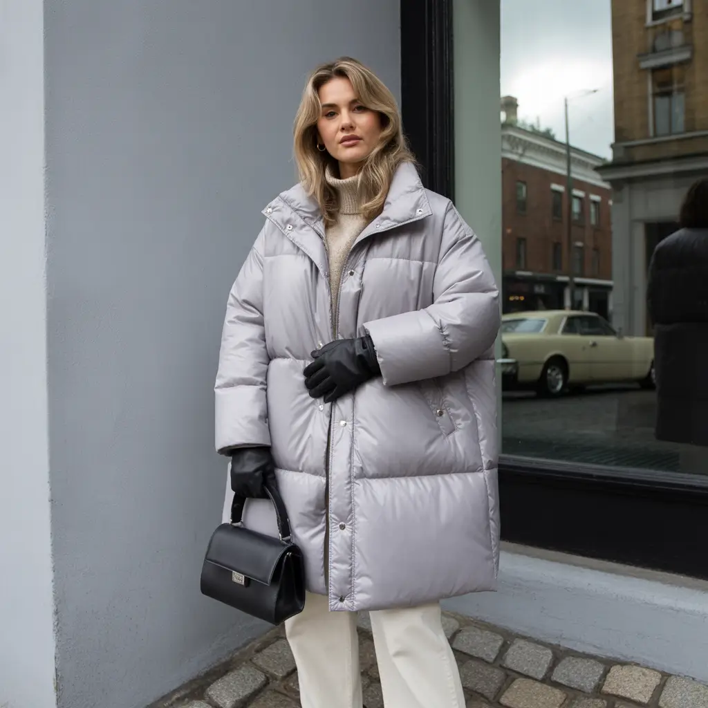 Cute Winter Outfits 2025 2026 Silver Puffer Chic