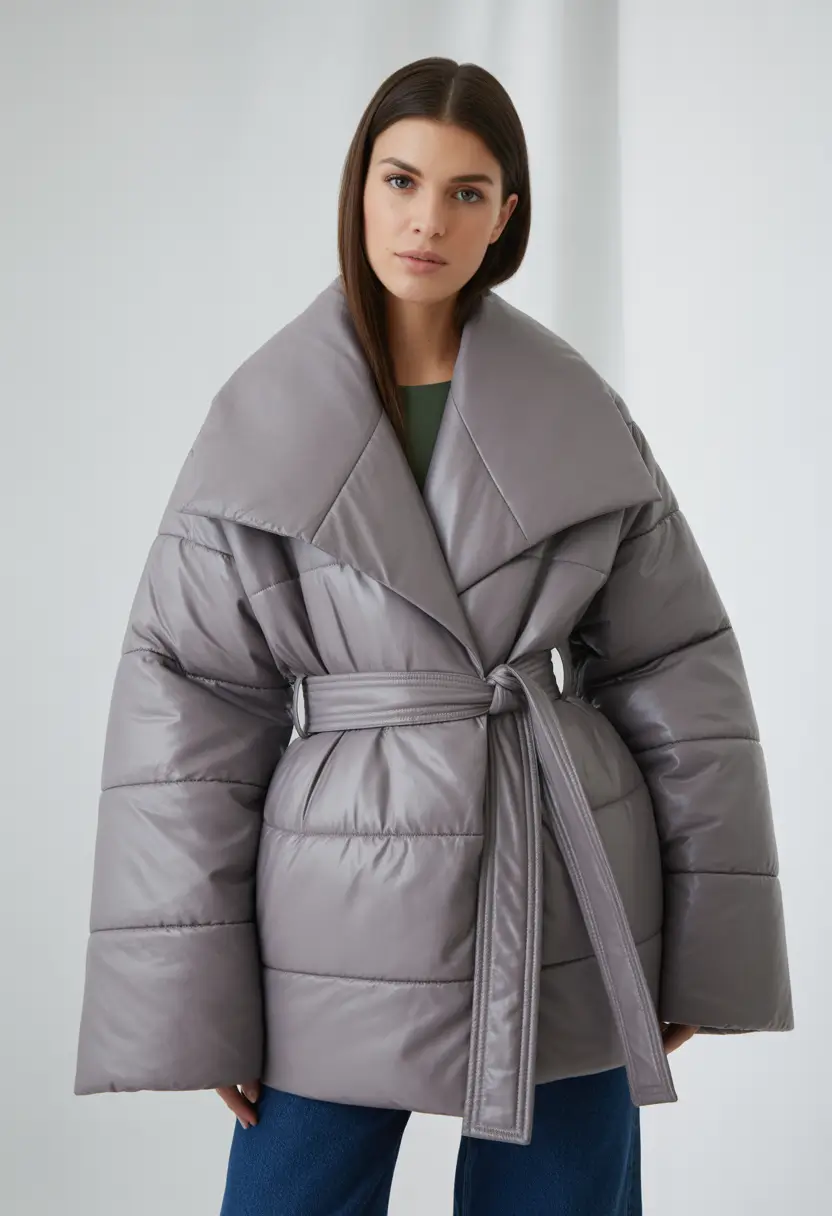 Cute Winter Outfits 2025 2026 Silver-Belted Puffer