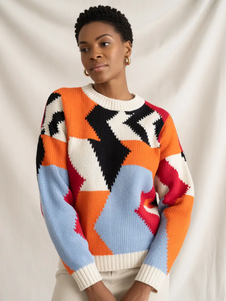 Cute Winter Outfits 2025 2026 Bold Geometric Knit