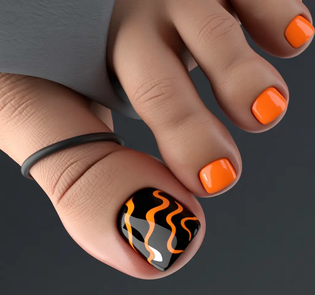 Colors autumn pedicure Halloween Glow Flames