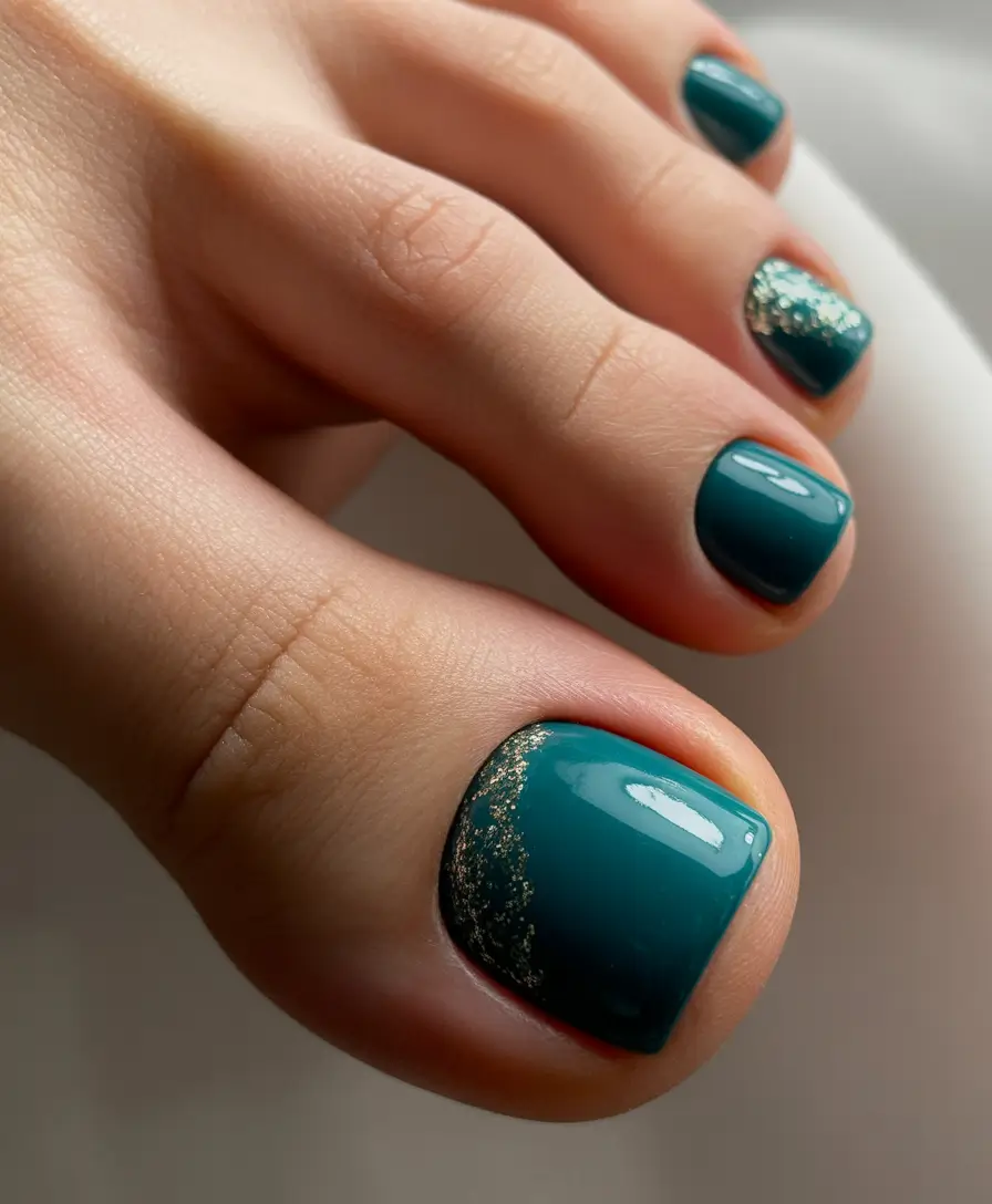 Colors autumn pedicure Emerald Spark Accent