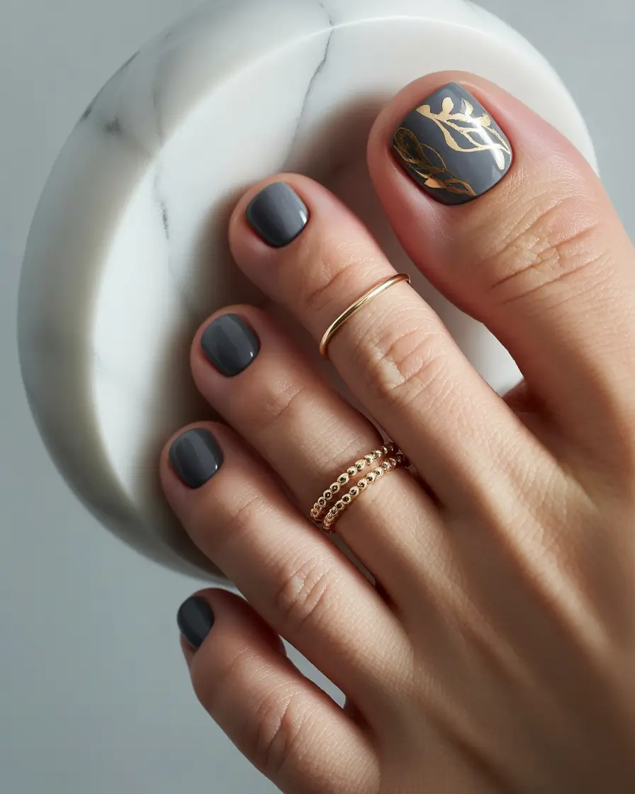 Colors autumn pedicure Golden Leaf Detail