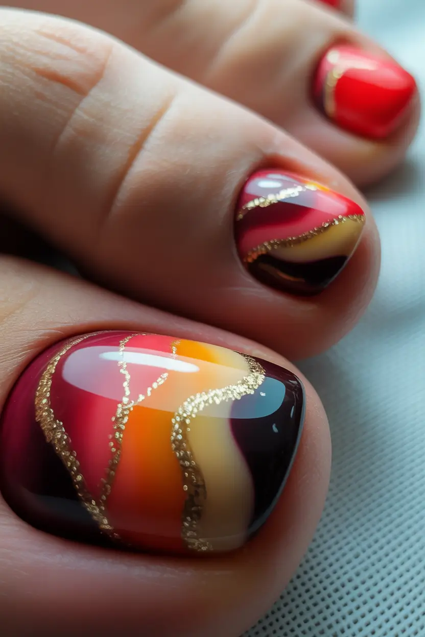 Colors autumn pedicure Autumn Flame Waves