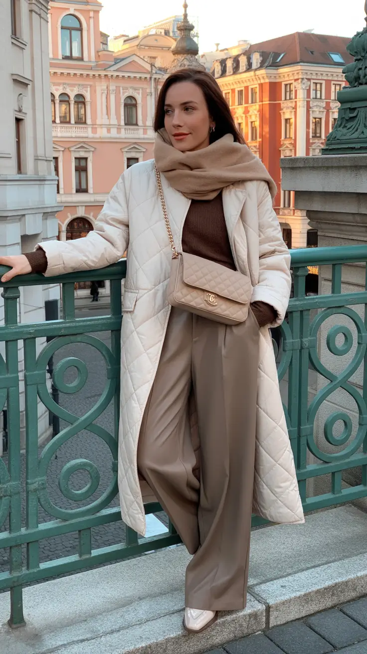 Fall to Winter Outfits 2025 Cozy & Chic Looks Monochrome Layers in Taupe and Cream