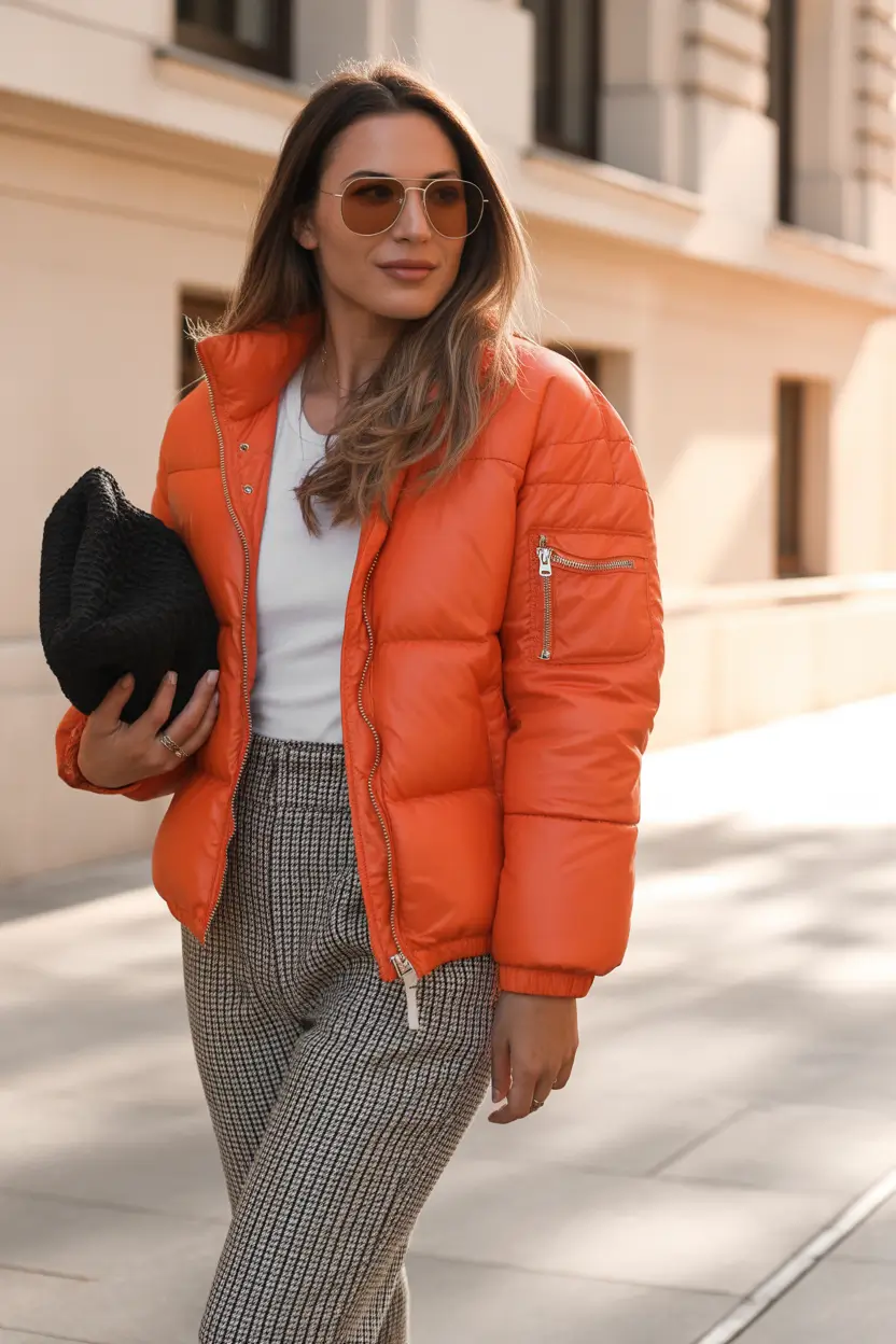 Fall to Winter Outfits 2025: Cozy & Chic Looks Orange Puffer Energy