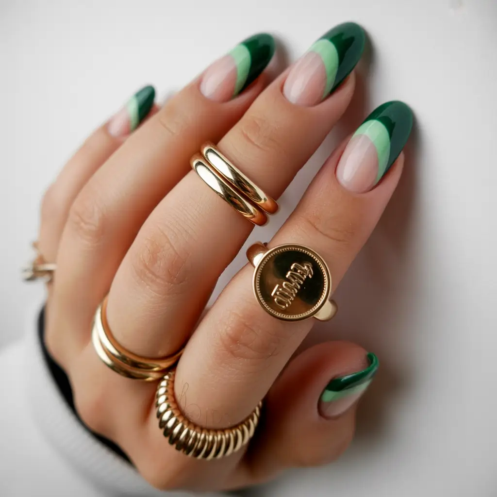 Fall Winter Nail Colors Trends 2025–2026 Layered Green Almonds