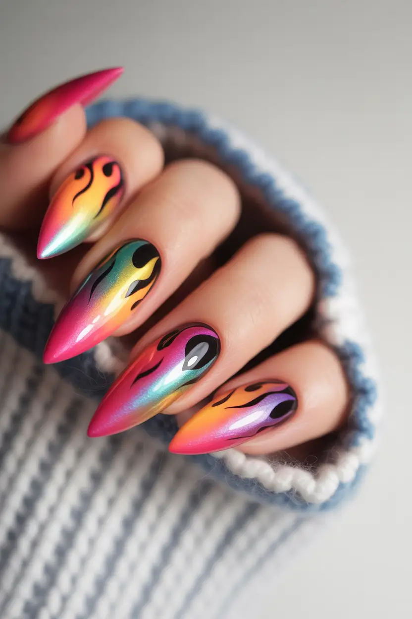 Fall Winter Nail Colors Trends 2025–2026 Rainbow Flames