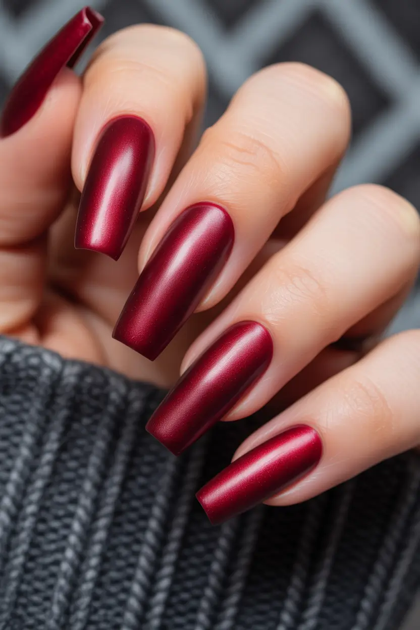Fall Winter Nail Colors Trends 2025–2026 Velvet Burgundy Square