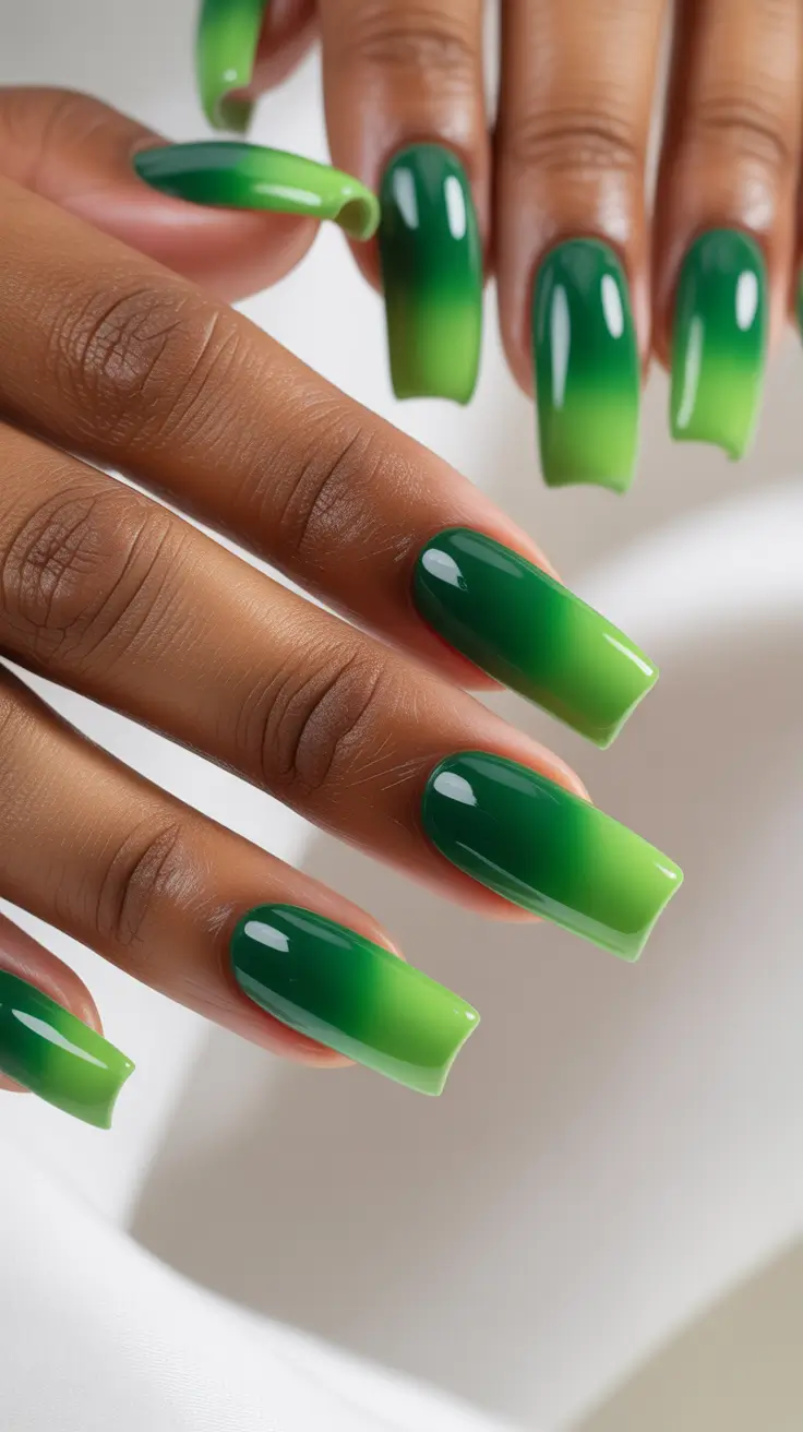 Fall Winter Nail Colors Trends 2025–2026 Fresh Green Ombre Fade