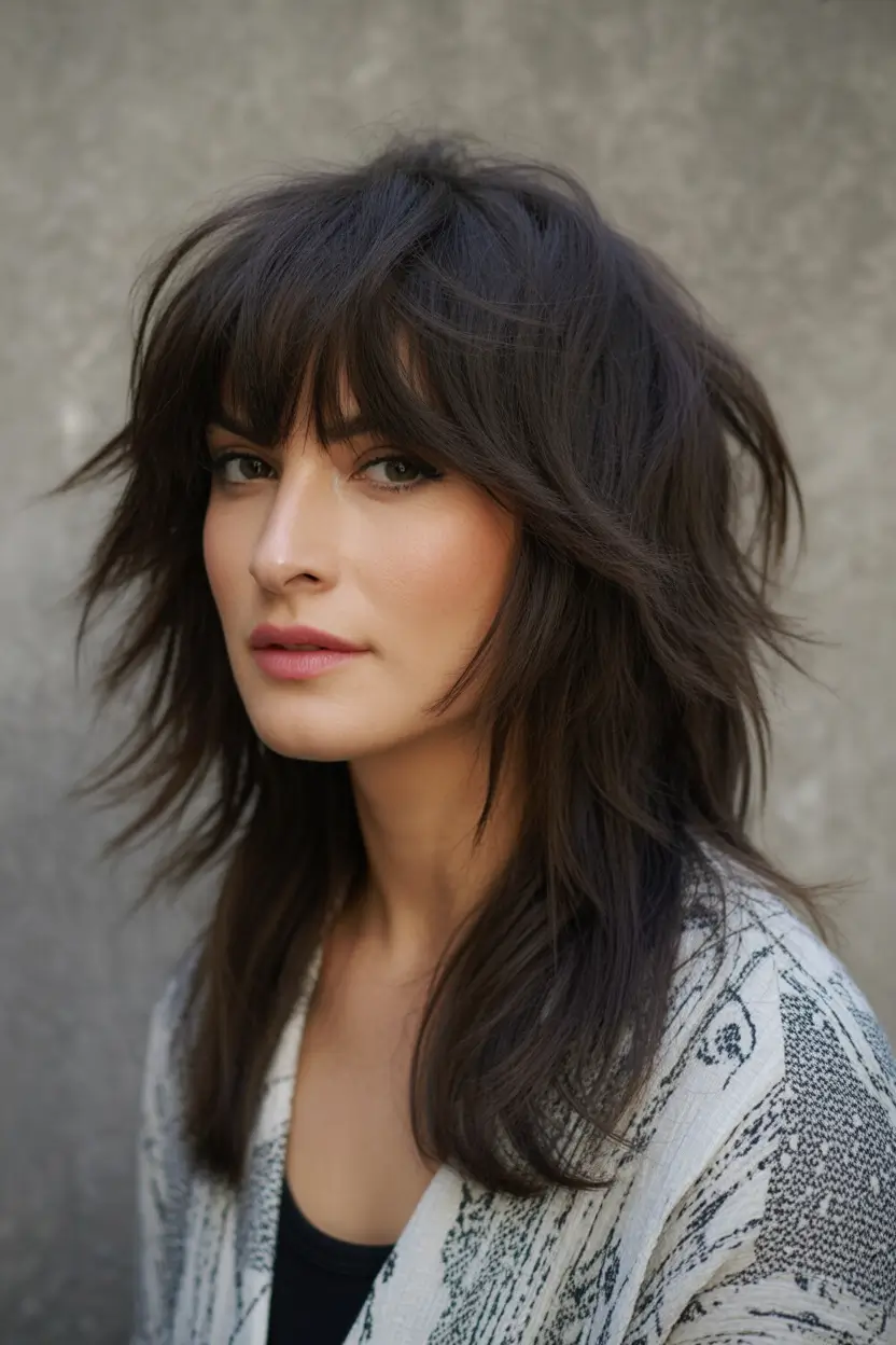 Haircuts to Try in October 2025 Dark Shaggy Mid Length