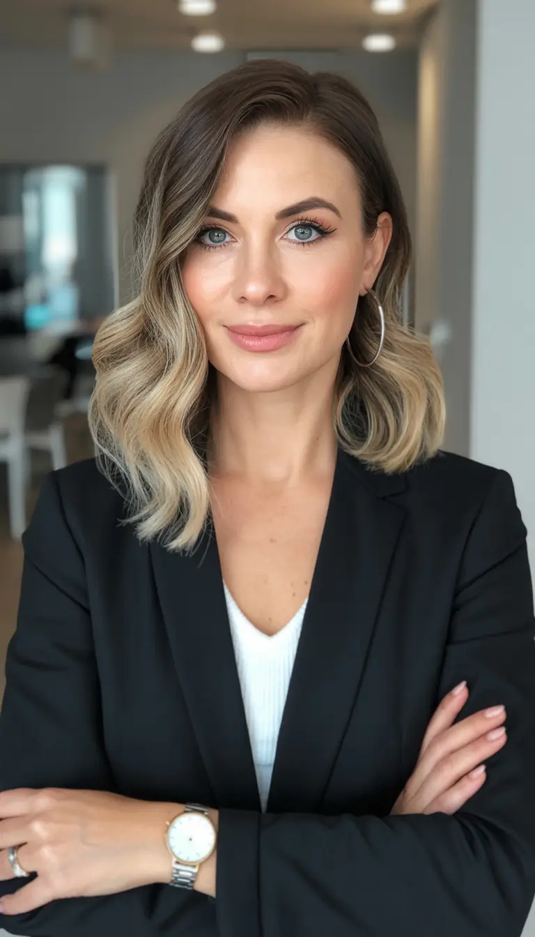 Winter Hairstyles Hair Color 2025-2026 Polished Blonde Ombre Waves