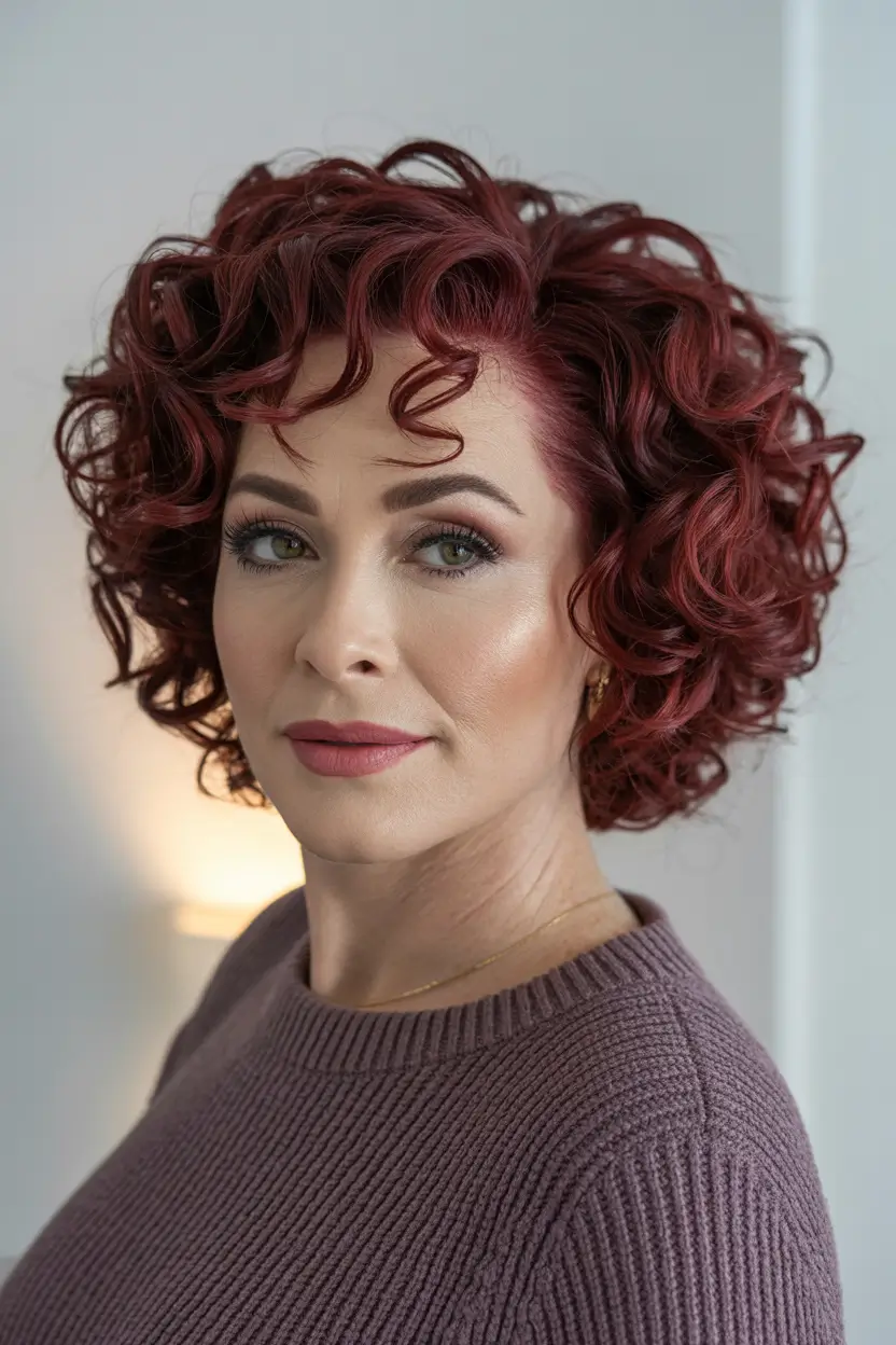 Winter Hairstyles Hair Color 2025-2026 Vibrant Crimson Curls