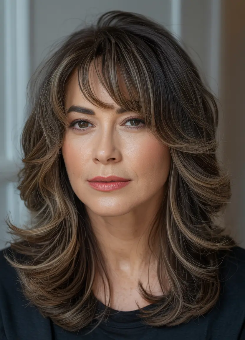 Winter Hairstyles Hair Color 2025-2026 Feathered Layers with Highlights