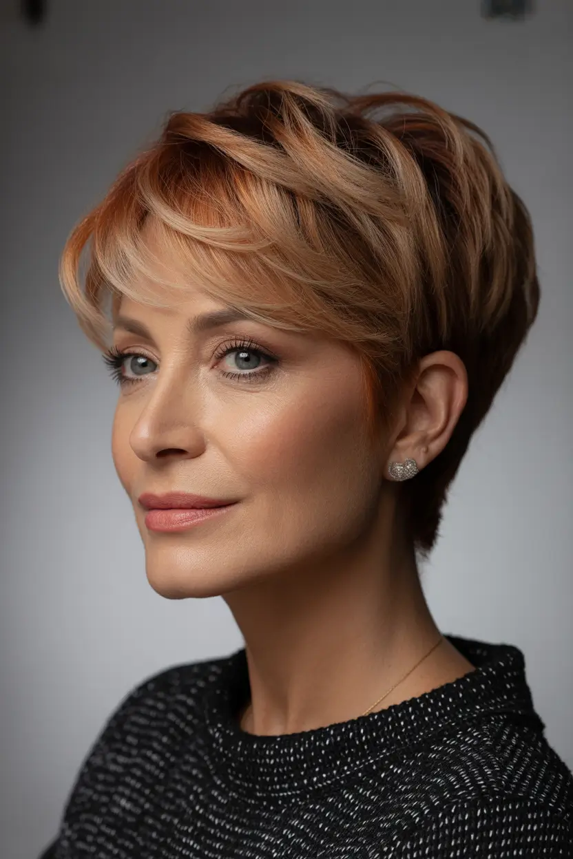 Winter Hairstyles Hair Color 2025-2026 Strawberry Blonde Pixie