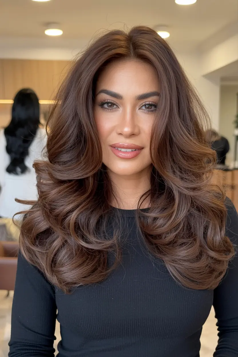 Winter Hairstyles Hair Color 2025-2026 Voluminous Chocolate Layers