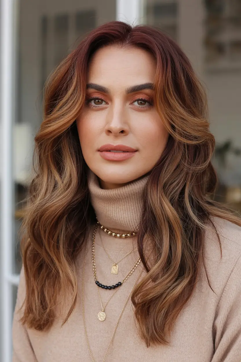 Winter Hairstyles Hair Color 2025-2026 Chestnut Balayage Elegance