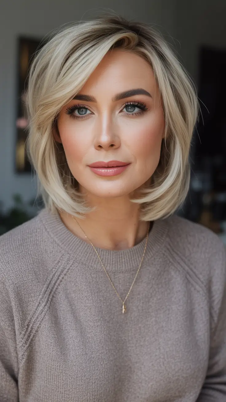 Winter Hairstyles Hair Color 2025-2026 Chic Blonde Bob with Movement