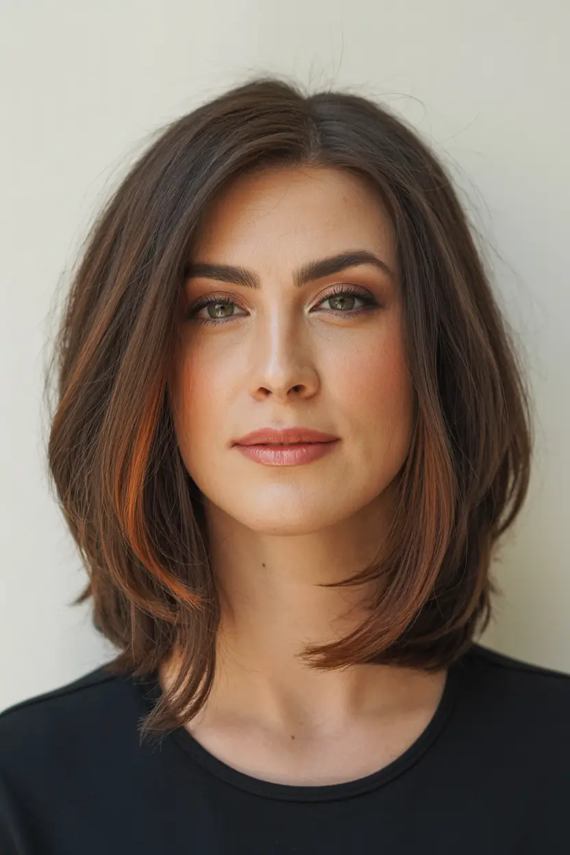 Winter Hairstyles Hair Color 2025-2026 Soft Brunette Layers with Copper Touch