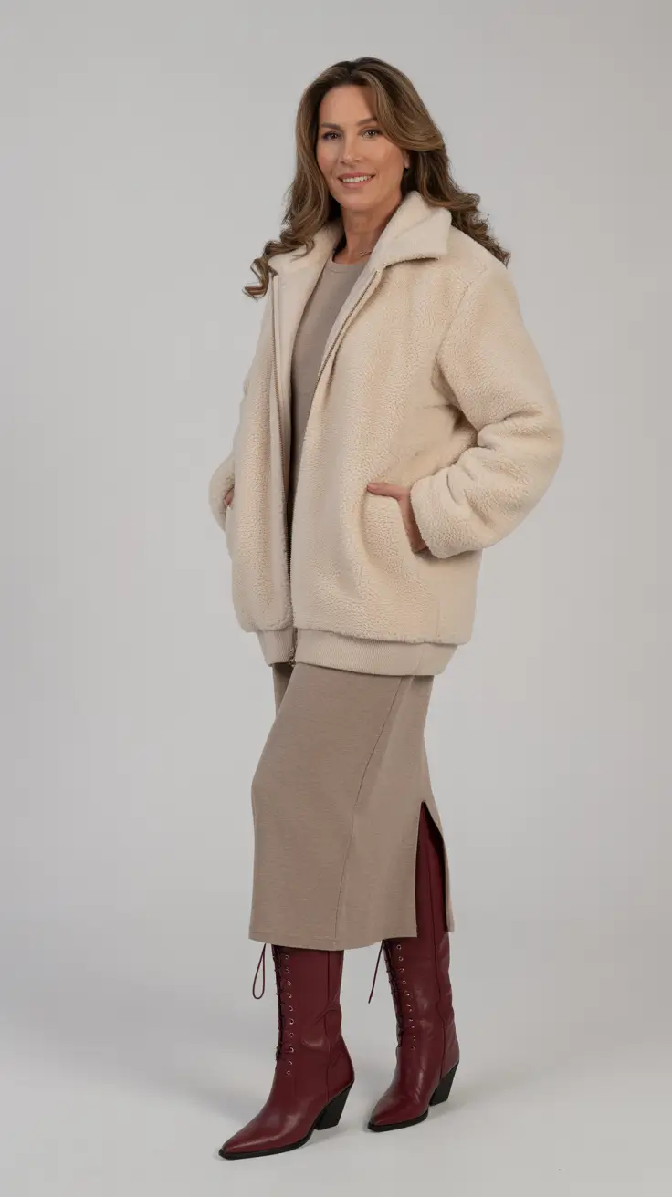 Modern Winter Outfits 2025/2026 Beige and Burgundy