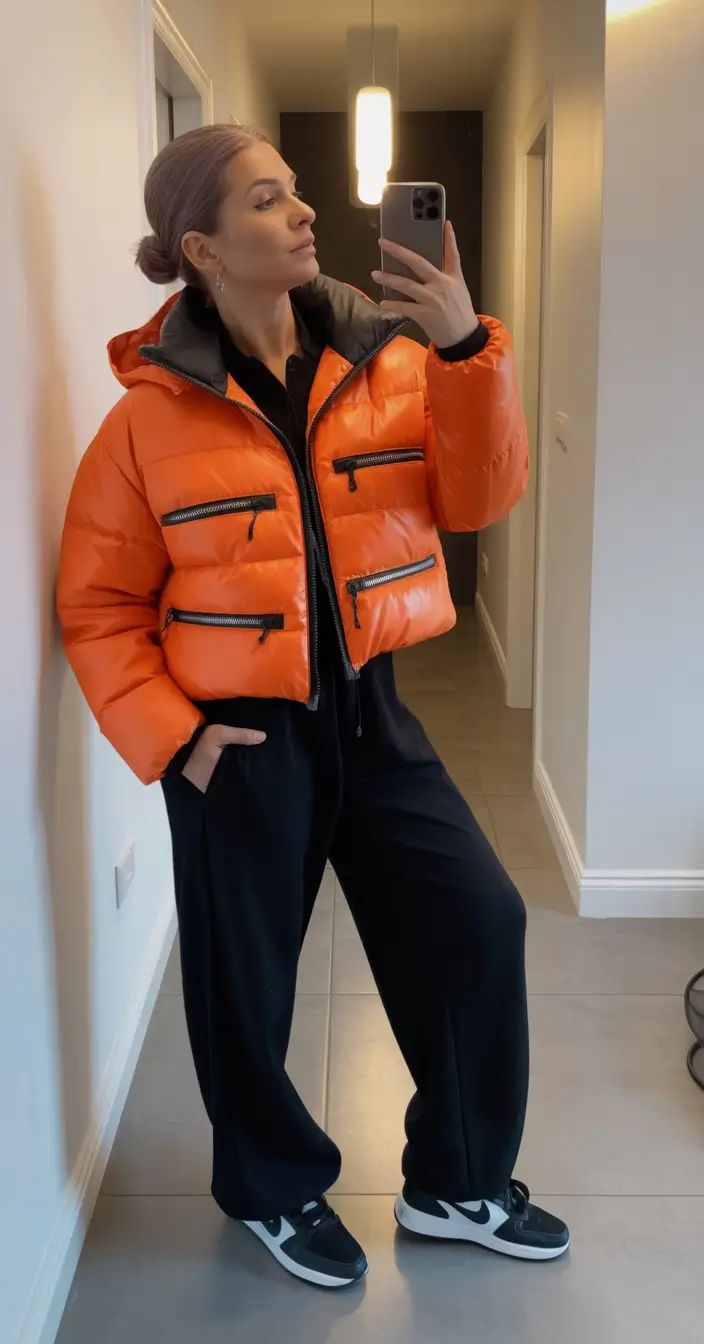 Modern Winter Outfits 2025/2026 Orange Puffer
