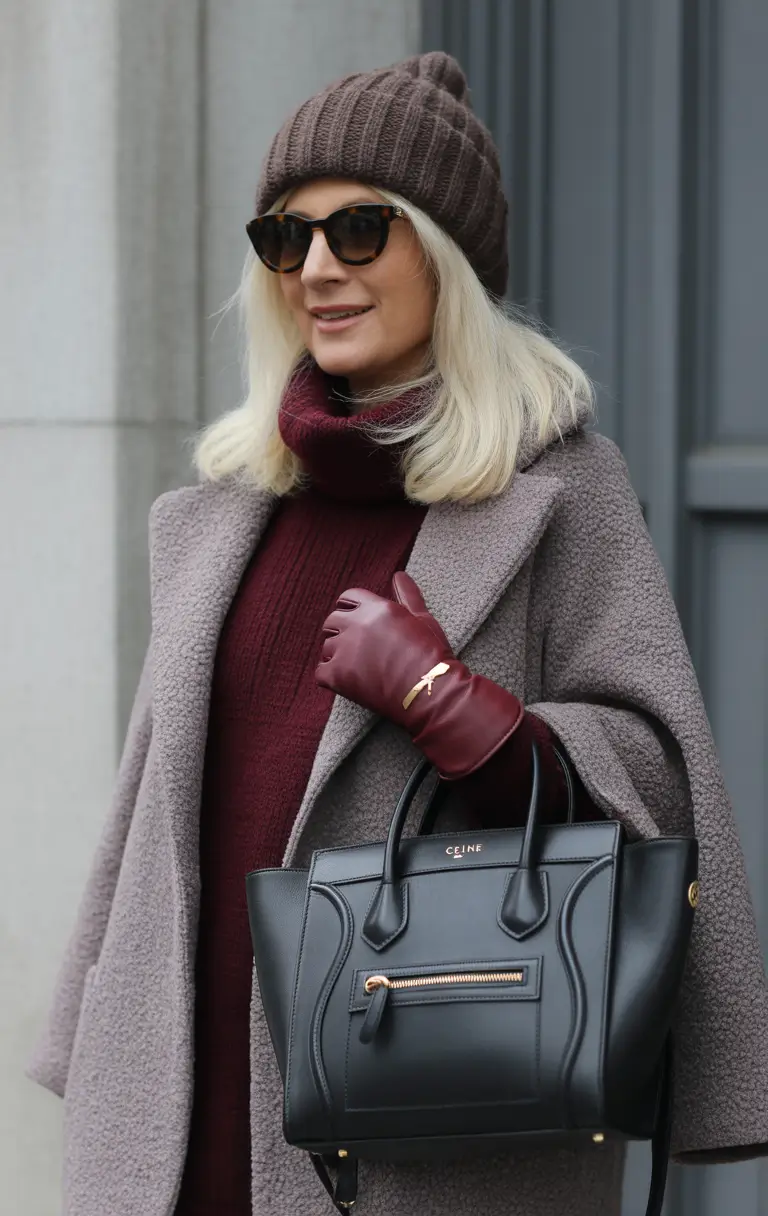 Modern Winter Outfits 2025/2026 Berry and Gray