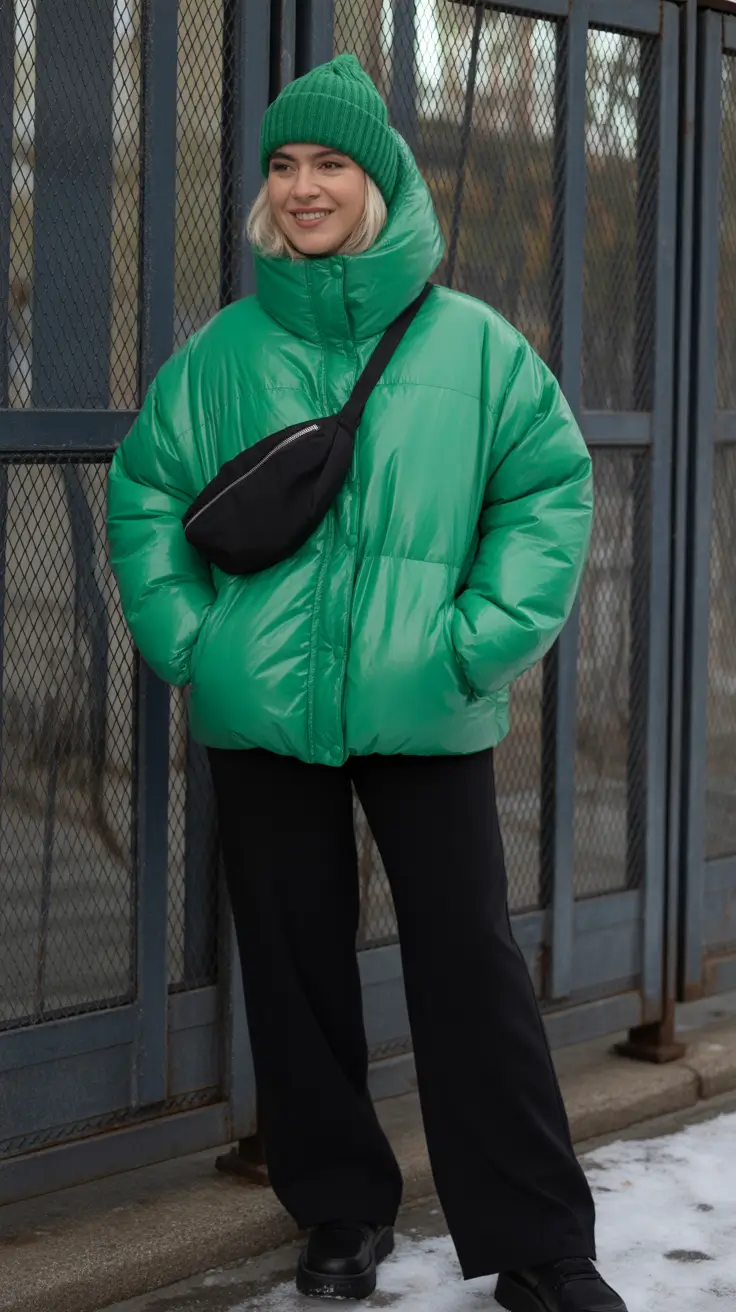 Modern Winter Outfits 2025/2026 Green Puffer